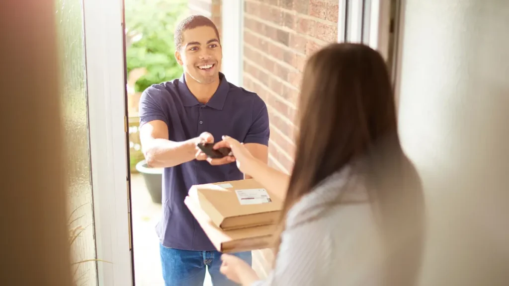 Customer receiving package 